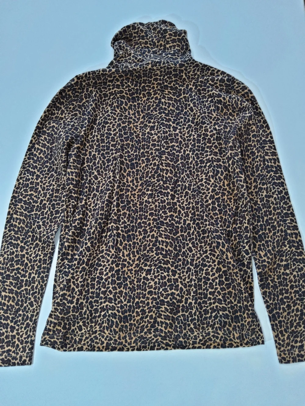 J.Crew Leopard Print Turtleneck Sweater Women Small Tan Black Mobwife Maximalist